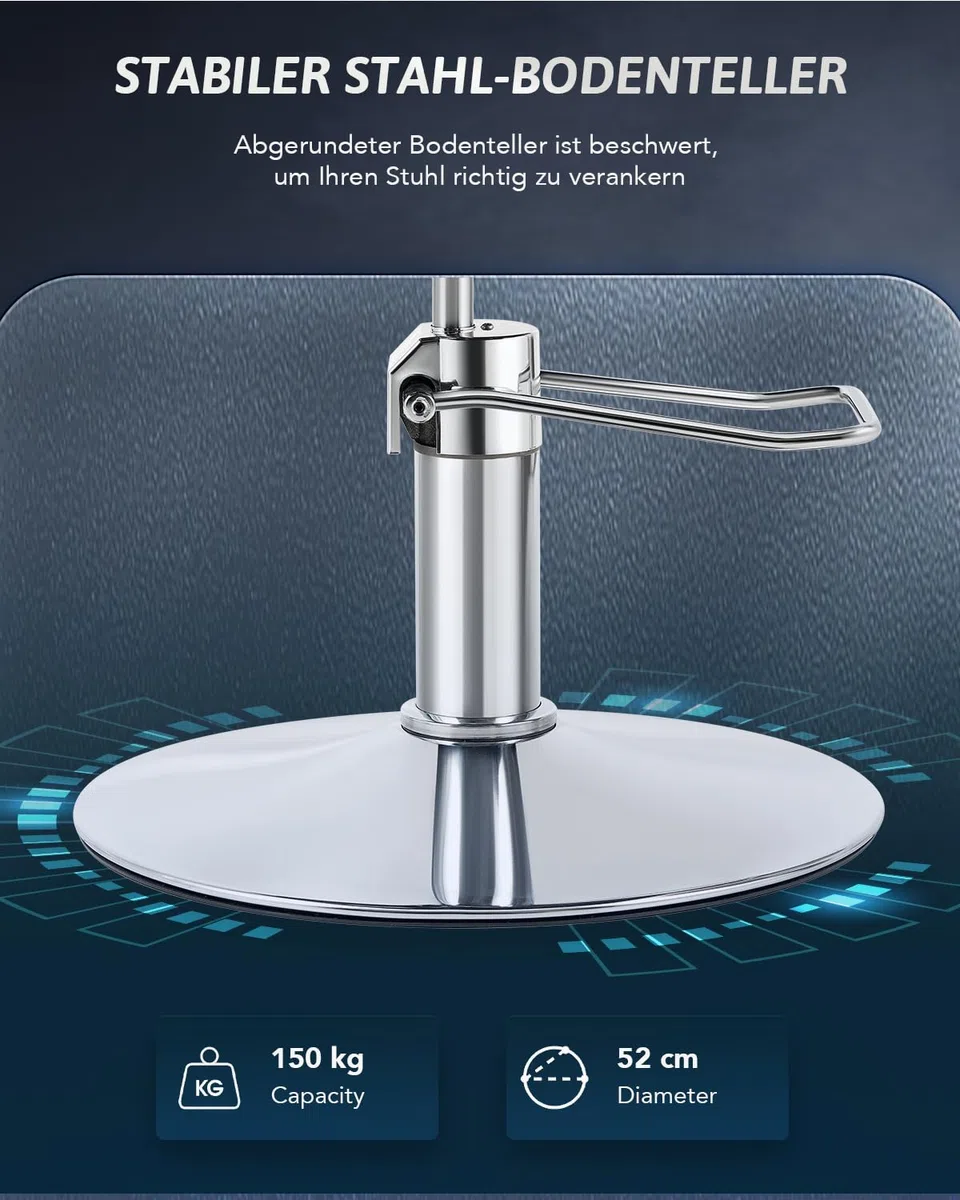 CO-Z Friseurstuhl 360° Drehbar 15cm Höhenverstellbar, Hydraulischer Barberstuhl mit Stahlsockel, 150 kg Tragkraft