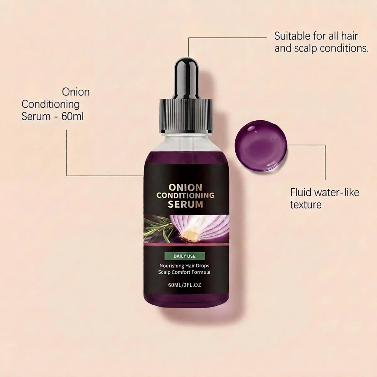 Zwiebel-Rosmarin-Biotin3-in-1 Nährendes,Glättendes Starkes Haarserum (8pcs) | Zwiebelölserum zur Haarverdichtung, Rosmarin Haarverdichtungsserum Kopfhautbehandlung mit Zwiebelöl