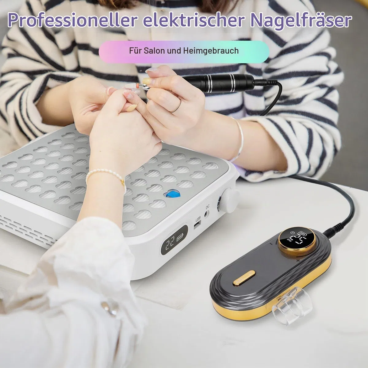 Nagelfräser für Gelnägel Professionell 35000 U/min: Madenia Fräser Nägel Kabellose mit 6 Metall & 7 Keramik Bits, Tragbare Elektrische Nagelfeile für Acrylnägel Maniküre Salon & Zuhause, Grau