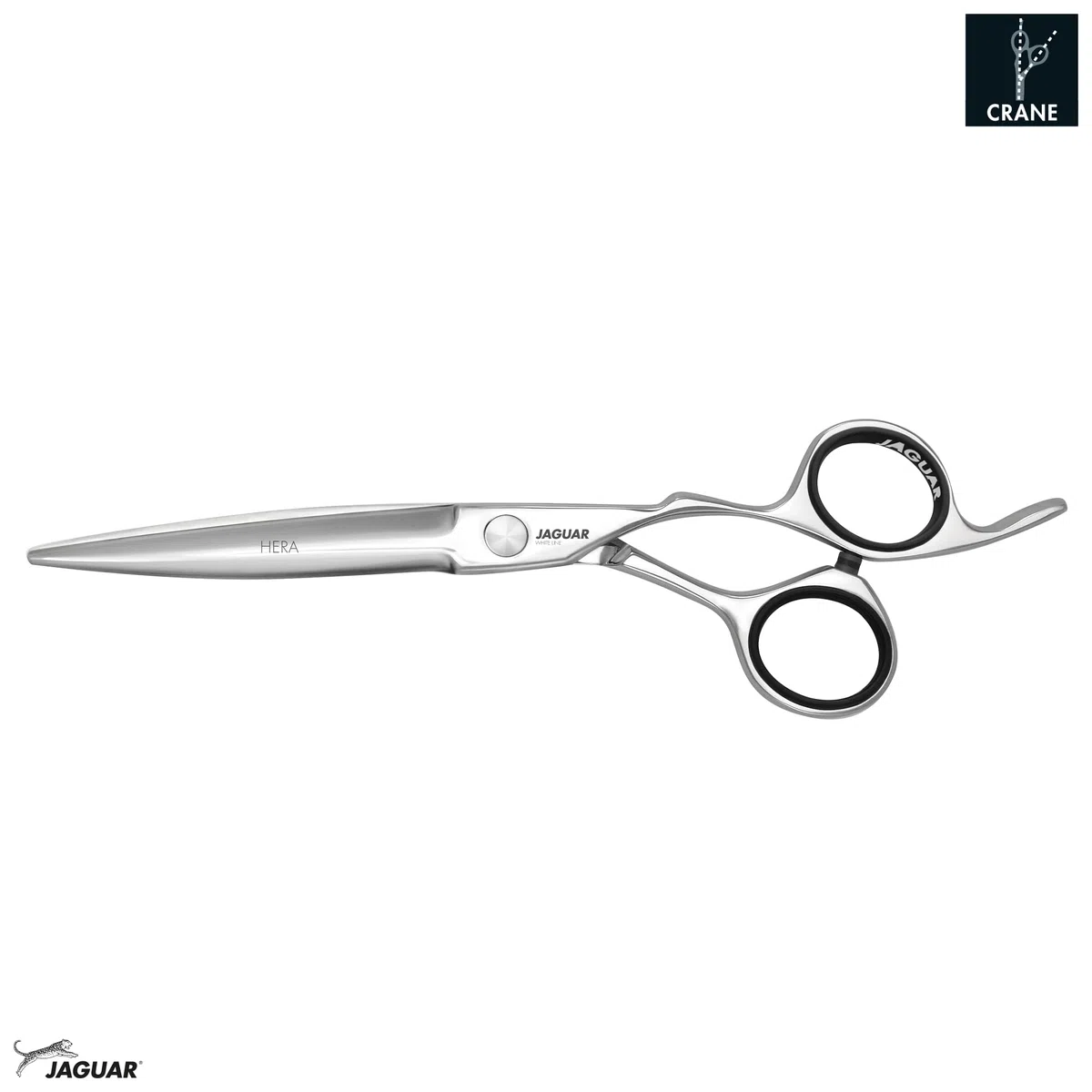 JAGUAR Haarschere HERA 6.25“ | ergonomische Griffstellung | Friseurschere im Crane-Design | angeschmiedeter Fingerhaken und abgerundetes Dolchblatt | poliert | Made in Germany