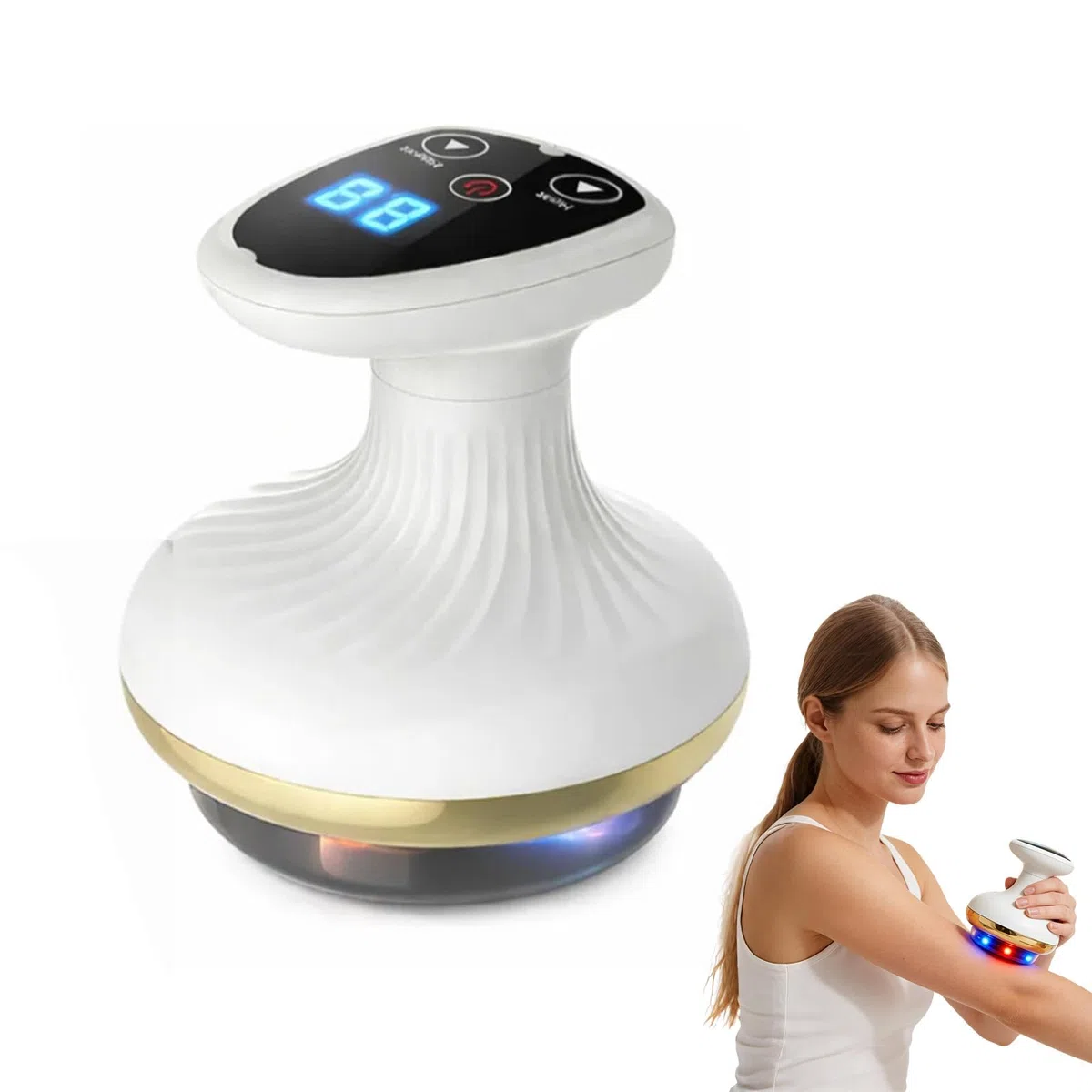 Elektrischer GuaSha Massager mit Wärmetherapie, 9 Stufen, Vakuum-Saugmassagegerät für Cellulite & Muskelentspannung