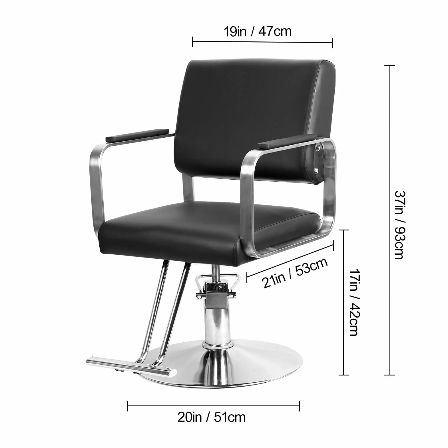 Ergonomischer Frisierstuhl Höhenverstellbarer Friseur-Drehstuhl Manueller Hydraulischer Friseurstuhl Shampoo-Salonstuhl