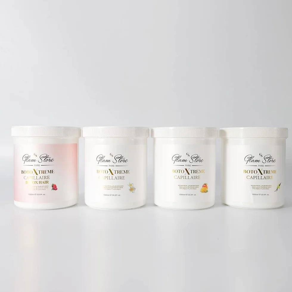GLAM STORE Botoxtreme Haaraufbaumaske – ultrakonzentrierte Pflege – Keratin – Hyaluronsäure – sehr geschädigtes Haar – 1000 ml (Vanille)